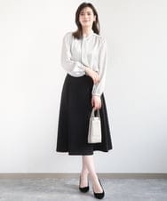 FIBBD22070 OFUON le MK(オフオン　ル　エムケー) 幾何柄ボウタイブラウス/洗える/WEB限定サイズあり ライトブルー