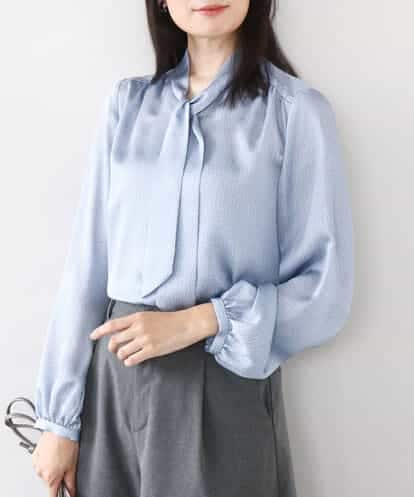 FIBBD22070 OFUON le MK 幾何柄ボウタイブラウス/洗える/WEB限定サイズあり
