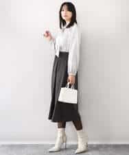 FIBBD22070 OFUON le MK(オフオン ル エムケー) 幾何柄ボウタイブラウス/洗える/WEB限定サイズあり ライトブルー