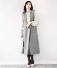 FIBBD22070 OFUON le MK(オフオン ル エムケー) 幾何柄ボウタイブラウス/洗える/WEB限定サイズあり ライトブルー