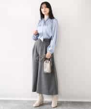 FIBBD22070 OFUON le MK(オフオン ル エムケー) 幾何柄ボウタイブラウス/洗える/WEB限定サイズあり ライトブルー