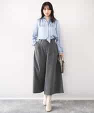 FIBBD22070 OFUON le MK(オフオン ル エムケー) 幾何柄ボウタイブラウス/洗える/WEB限定サイズあり ライトブルー