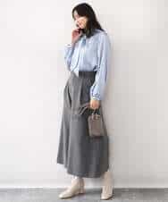 FIBBD22070 OFUON le MK(オフオン ル エムケー) 幾何柄ボウタイブラウス/洗える/WEB限定サイズあり ライトブルー