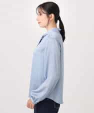 FIBBD22070 OFUON le MK(オフオン ル エムケー) 幾何柄ボウタイブラウス/洗える/WEB限定サイズあり ライトブルー