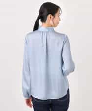 FIBBD22070 OFUON le MK(オフオン ル エムケー) 幾何柄ボウタイブラウス/洗える/WEB限定サイズあり ライトブルー