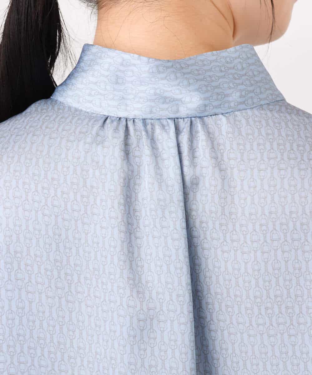 FIBBD22070 OFUON le MK(オフオン ル エムケー) 幾何柄ボウタイブラウス/洗える/WEB限定サイズあり ライトブルー