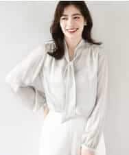 FIBBD22070 OFUON le MK(オフオン ル エムケー) 幾何柄ボウタイブラウス/洗える/WEB限定サイズあり アイボリー