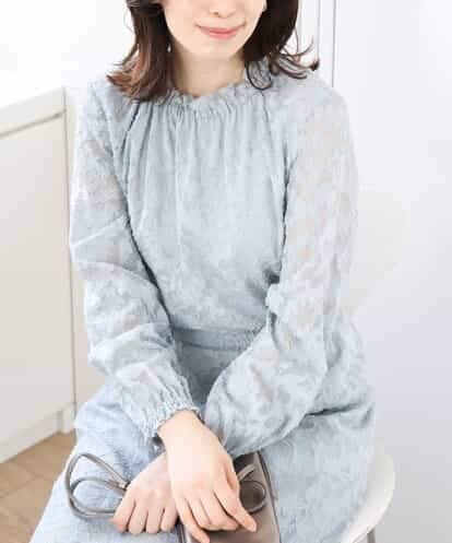 FIBFA06080  カットジャガードブラウス/洗える/WEB限定サイズあり