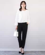 FIBFD01060 OFUON le MK(オフオン　ル　エムケー) タックデザインジョーゼットブラウス(長袖)/UVカット/接触冷感/洗える ピンク