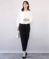 FIBFD01060 OFUON le MK(オフオン　ル　エムケー) タックデザインジョーゼットブラウス(長袖)/UVカット/接触冷感/洗える ピンク