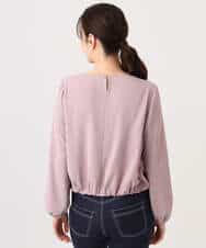 FIBFD01060 OFUON le MK(オフオン　ル　エムケー) タックデザインジョーゼットブラウス(長袖)/UVカット/接触冷感/洗える ピンク