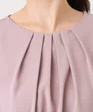 FIBFD01060 OFUON le MK(オフオン　ル　エムケー) タックデザインジョーゼットブラウス(長袖)/UVカット/接触冷感/洗える ピンク