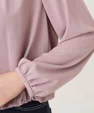 FIBFD01060 OFUON le MK(オフオン　ル　エムケー) タックデザインジョーゼットブラウス(長袖)/UVカット/接触冷感/洗える ピンク