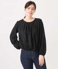 FIBFD01060 OFUON le MK(オフオン　ル　エムケー) タックデザインジョーゼットブラウス(長袖)/UVカット/接触冷感/洗える ピンク