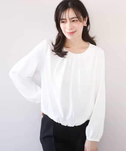 FIBFD01060 OFUON le MK タックデザインジョーゼットブラウス(長袖)/UVカット/接触冷感/洗える