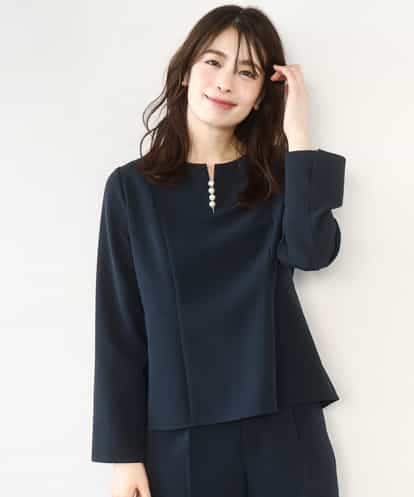 FIBFD03080  ダブルクロス ペプラムブラウス/洗える/WEB限定サイズあり