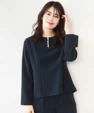 FIBFD03080 OFUON le MK(オフオン　ル　エムケー) ダブルクロス ペプラムブラウス/洗える/WEB限定サイズあり ネイビー