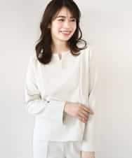 FIBFD03080 OFUON le MK(オフオン　ル　エムケー) ダブルクロス ペプラムブラウス/洗える/WEB限定サイズあり ベージュ