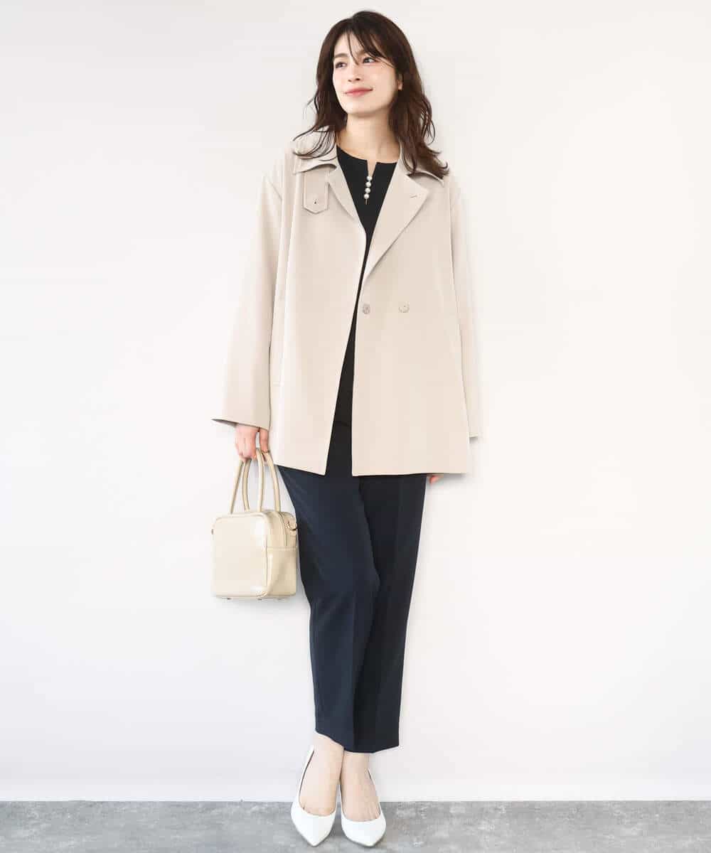 FIBFD03080 OFUON le MK(オフオン　ル　エムケー) ダブルクロス ペプラムブラウス/洗える/WEB限定サイズあり ベージュ