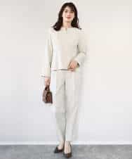 FIBFD03080 OFUON le MK(オフオン　ル　エムケー) ダブルクロス ペプラムブラウス/洗える/WEB限定サイズあり ベージュ