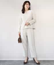 FIBFD03080 OFUON le MK(オフオン　ル　エムケー) ダブルクロス ペプラムブラウス/洗える/WEB限定サイズあり ベージュ