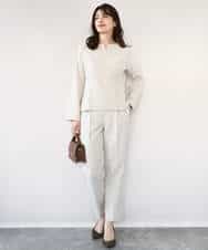 FIBFD03080 OFUON le MK(オフオン　ル　エムケー) ダブルクロス ペプラムブラウス/洗える/WEB限定サイズあり ベージュ