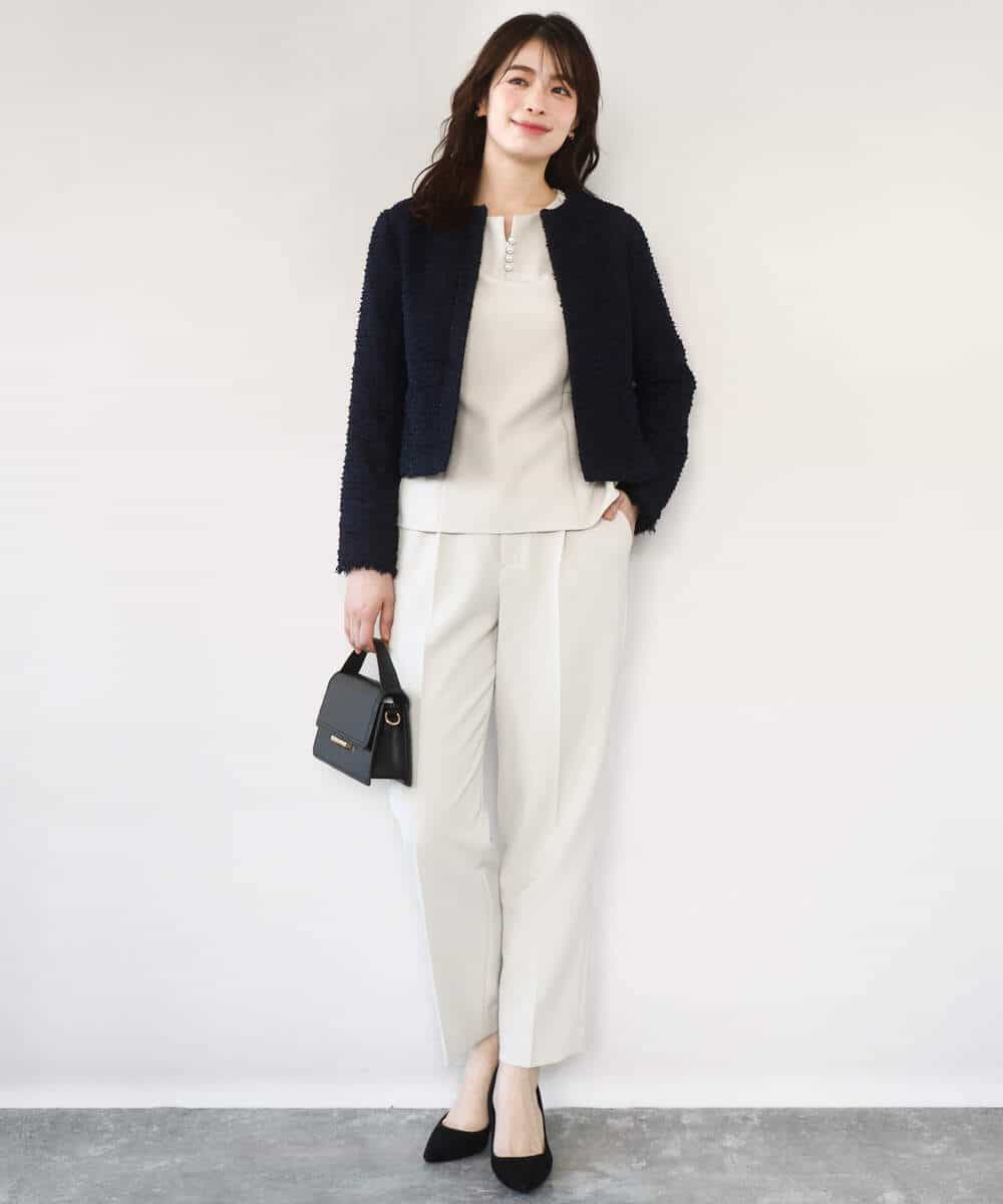 FIBFD03080 OFUON le MK(オフオン　ル　エムケー) ダブルクロス ペプラムブラウス/洗える/WEB限定サイズあり ベージュ