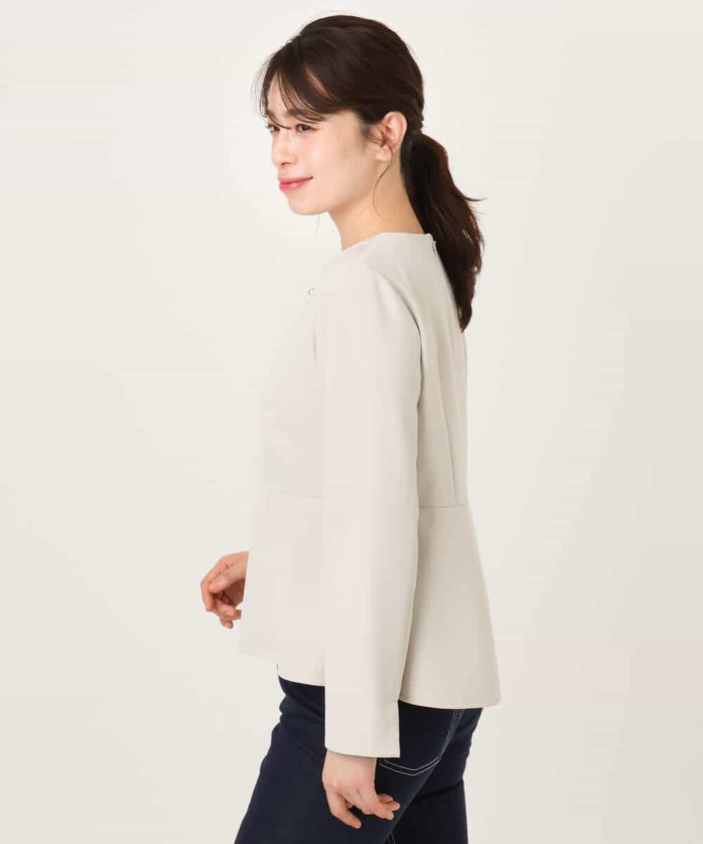 FIBFD03080 OFUON le MK(オフオン　ル　エムケー) ダブルクロス ペプラムブラウス/洗える/WEB限定サイズあり ベージュ