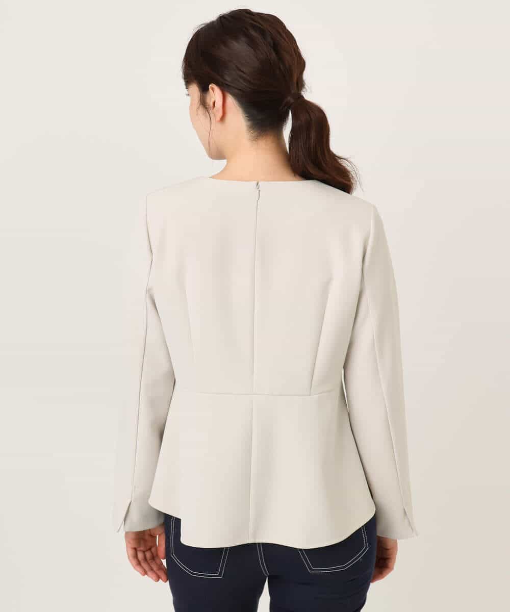 FIBFD03080 OFUON le MK(オフオン　ル　エムケー) ダブルクロス ペプラムブラウス/洗える/WEB限定サイズあり ベージュ