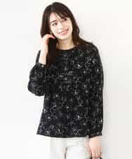 FIBFD06070 OFUON le MK(オフオン　ル　エムケー) ラインフラワーボウタイ風ブラウス/洗える ライトピンク