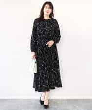 FIBFD06070 OFUON le MK(オフオン　ル　エムケー) ラインフラワーボウタイ風ブラウス/洗える ライトピンク