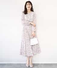 FIBFD06070 OFUON le MK(オフオン　ル　エムケー) ラインフラワーボウタイ風ブラウス/洗える ライトピンク