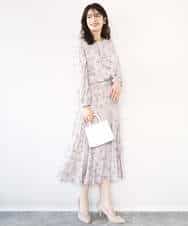 FIBFD06070 OFUON le MK(オフオン　ル　エムケー) ラインフラワーボウタイ風ブラウス/洗える ライトピンク