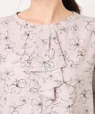 FIBFD06070 OFUON le MK(オフオン　ル　エムケー) ラインフラワーボウタイ風ブラウス/洗える ライトピンク