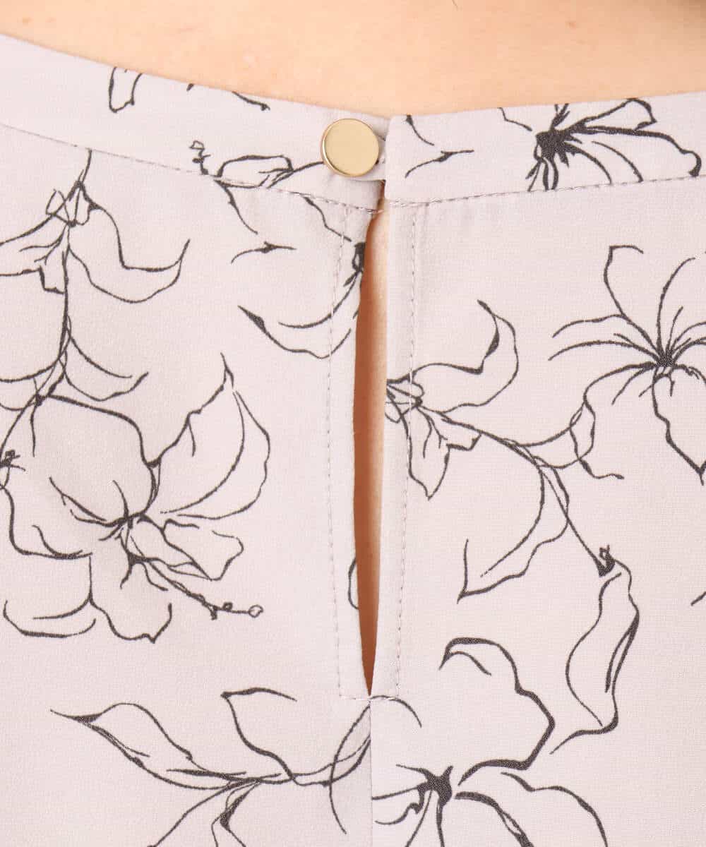 FIBFD06070 OFUON le MK(オフオン　ル　エムケー) ラインフラワーボウタイ風ブラウス/洗える ライトピンク