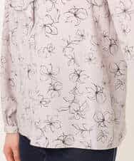 FIBFD06070 OFUON le MK(オフオン　ル　エムケー) ラインフラワーボウタイ風ブラウス/洗える ライトピンク