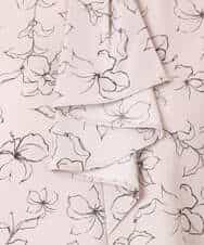 FIBFD06070 OFUON le MK(オフオン　ル　エムケー) ラインフラワーボウタイ風ブラウス/洗える ライトピンク