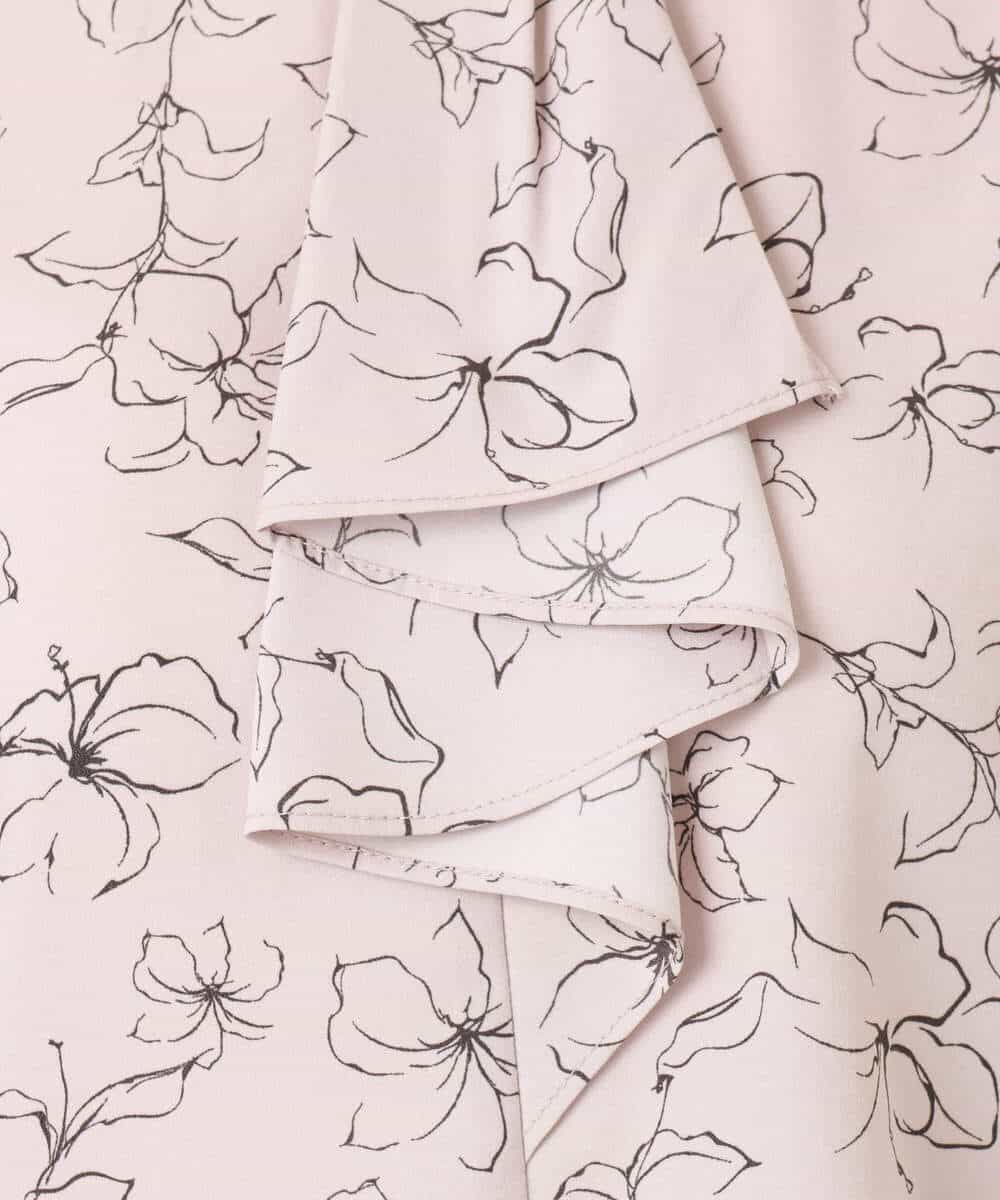 FIBFD06070 OFUON le MK(オフオン　ル　エムケー) ラインフラワーボウタイ風ブラウス/洗える ライトピンク