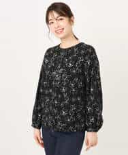 FIBFD06070 OFUON le MK(オフオン　ル　エムケー) ラインフラワーボウタイ風ブラウス/洗える ライトピンク