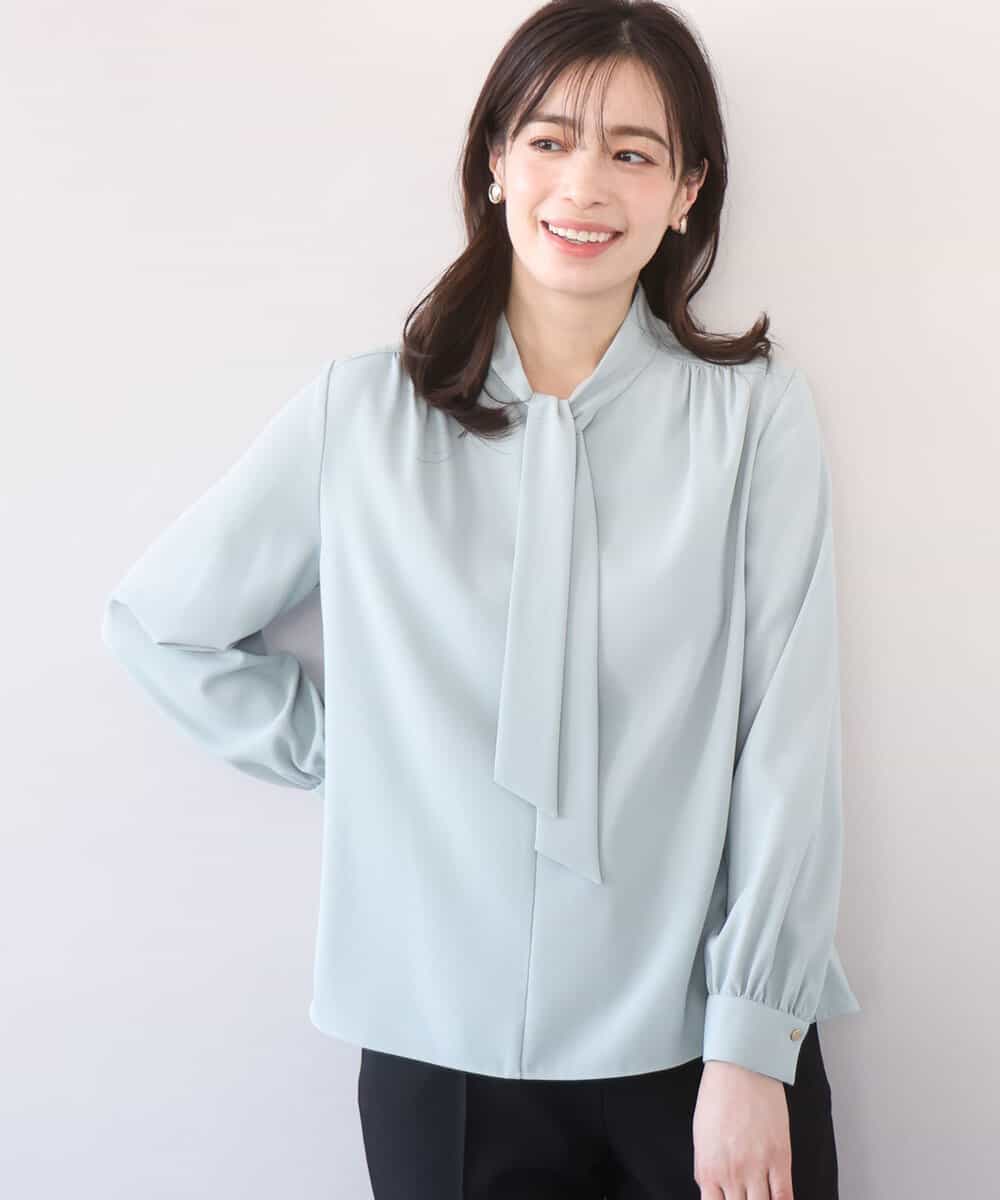 FIBFD07070 OFUON le MK(オフオン　ル　エムケー) スムースジョーゼットボウブラウス/洗える/WEB限定サイズあり ミント