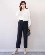 FIBFD07070 OFUON le MK(オフオン　ル　エムケー) スムースジョーゼットボウブラウス/洗える/WEB限定サイズあり ミント