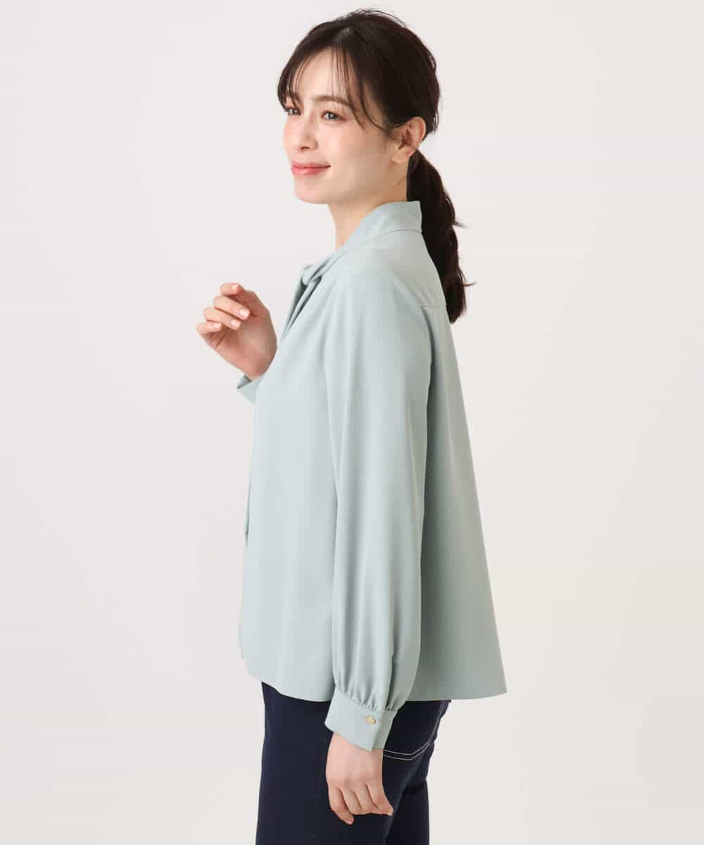 FIBFD07070 OFUON le MK(オフオン　ル　エムケー) スムースジョーゼットボウブラウス/洗える/WEB限定サイズあり ミント