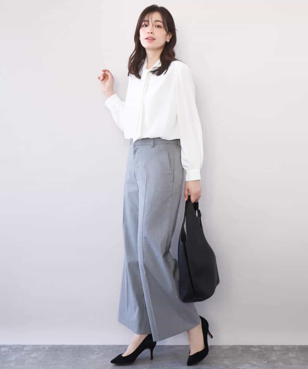 FIBFD07070 OFUON le MK(オフオン　ル　エムケー) スムースジョーゼットボウブラウス/洗える/WEB限定サイズあり ミント