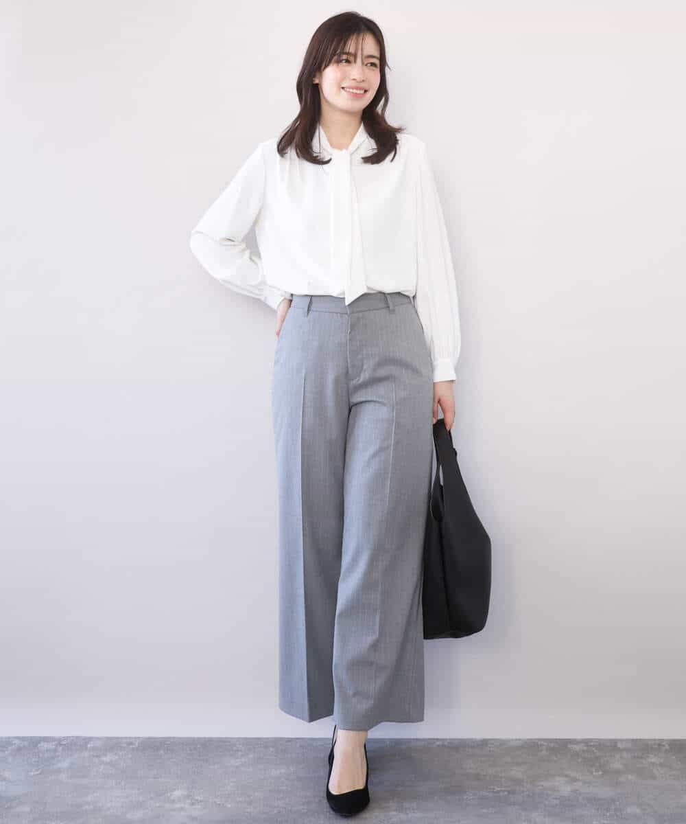 FIBFD07070 OFUON le MK(オフオン　ル　エムケー) スムースジョーゼットボウブラウス/洗える/WEB限定サイズあり ミント