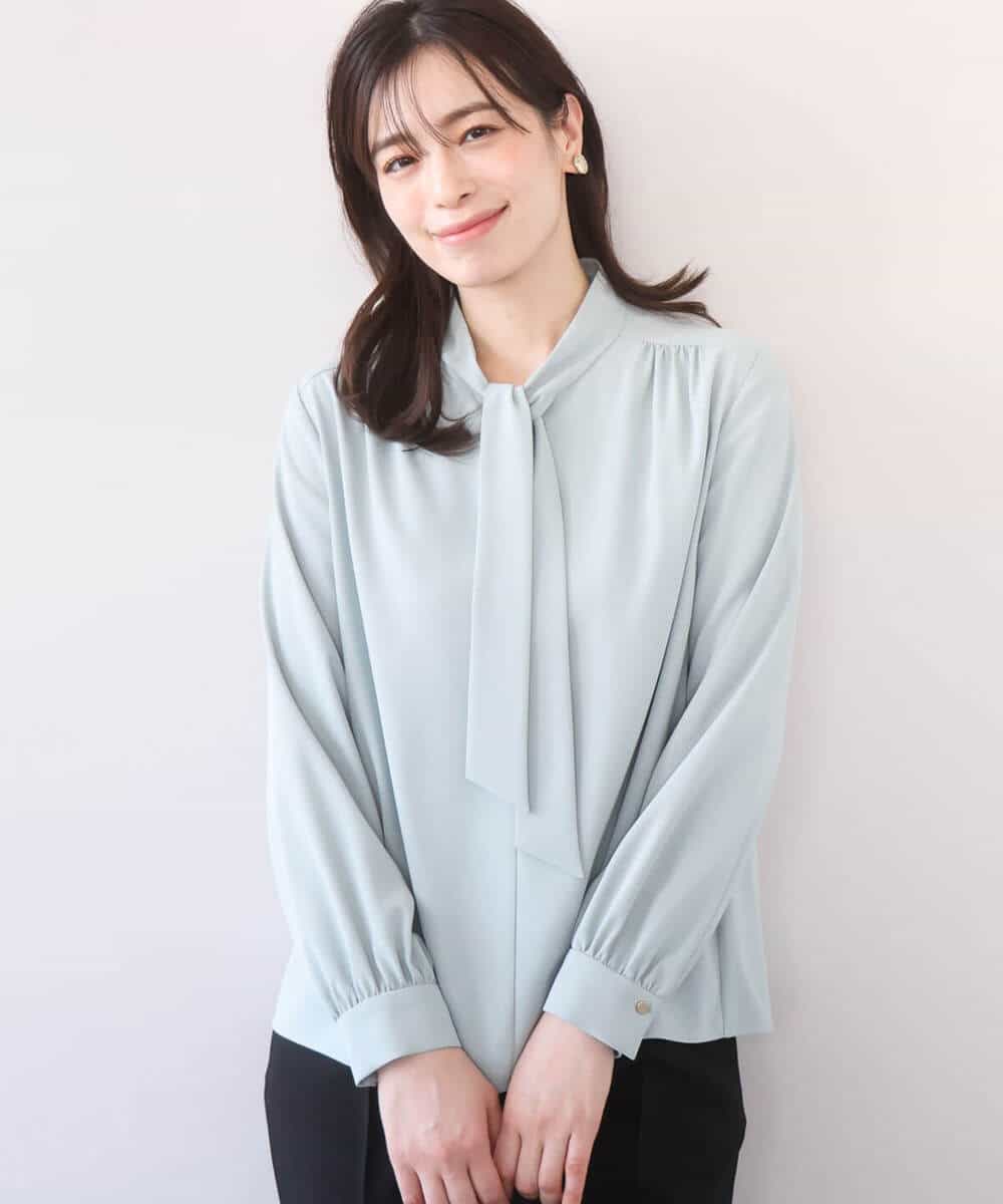 FIBFD07070 OFUON le MK(オフオン　ル　エムケー) スムースジョーゼットボウブラウス/洗える/WEB限定サイズあり ミント