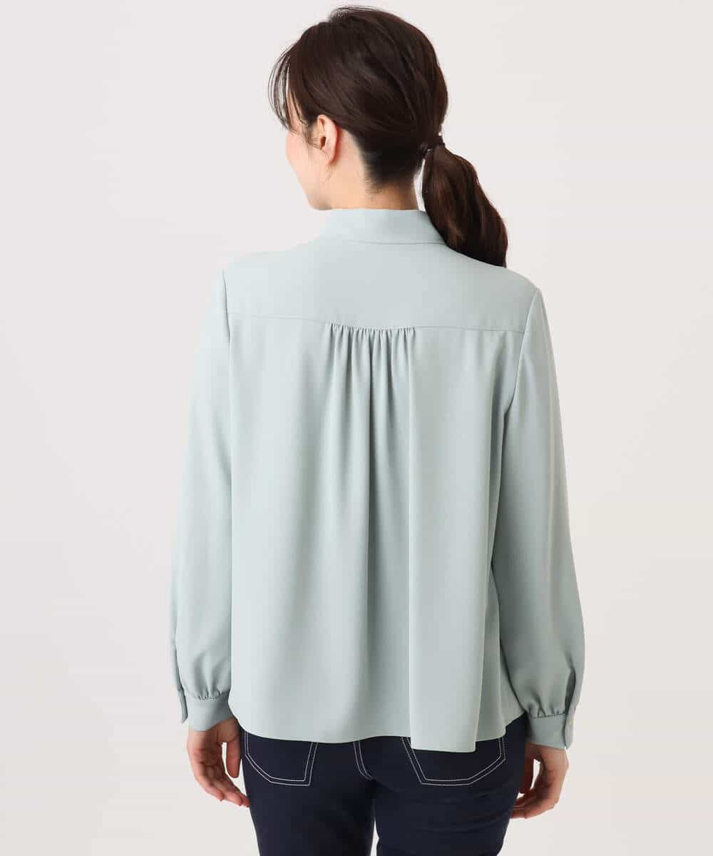 FIBFD07070 OFUON le MK(オフオン　ル　エムケー) スムースジョーゼットボウブラウス/洗える/WEB限定サイズあり ミント