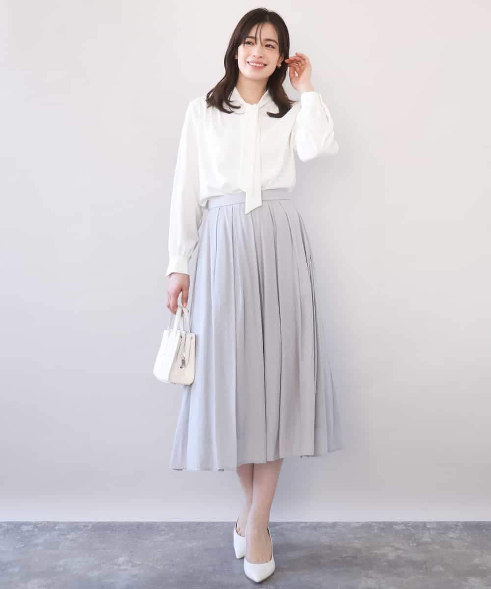 FIBFD07070 OFUON le MK(オフオン　ル　エムケー) スムースジョーゼットボウブラウス/洗える/WEB限定サイズあり ミント