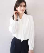 FIBFD07070 OFUON le MK(オフオン　ル　エムケー) スムースジョーゼットボウブラウス/洗える/WEB限定サイズあり ホワイト