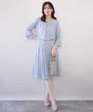 FIBFD40060 OFUON le MK(オフオン　ル　エムケー) カリグラフィープリント フレアー袖ジャージブラウス/洗える/WEB限定サイズあり ネイビー