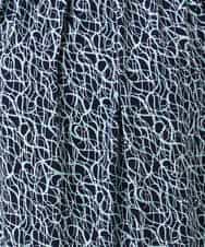 FIBFD40060 OFUON le MK(オフオン　ル　エムケー) カリグラフィープリント フレアー袖ジャージブラウス/洗える/WEB限定サイズあり ネイビー